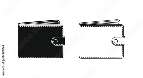 Black and white wallets with snap fastener Vector