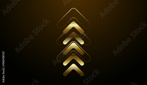 The glowing gold arrow design emphasizes upward momentum in Finance and Business performance. with the dynamic gold arrow composition