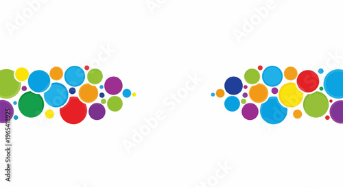 Vibrant colorful circles forming abstract patterns on a white background