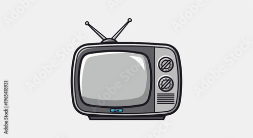 Retro television with antenna and dials, a vintage communication device