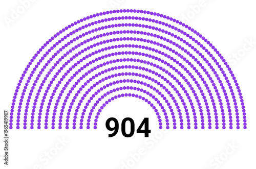 Hemicycle 904 seats - 8 rows