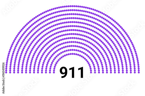 Hemicycle 911 seats - 8 rows