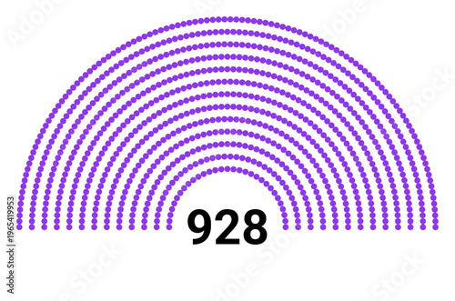 Hemicycle 928 seats - 8 rows