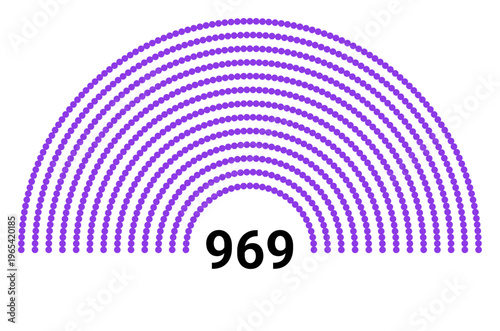 Hemicycle 969 seats - 8 rows
