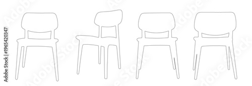 Vector set of chairs in elevation view for use in architectural drawings -2D
