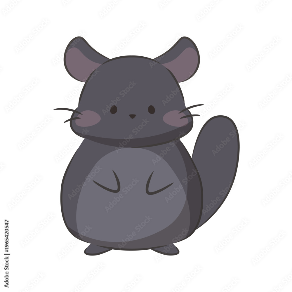 Naklejka premium Cute black chinchilla isolated. Cartoon illustration of animals, pets. Hand-drawn animal