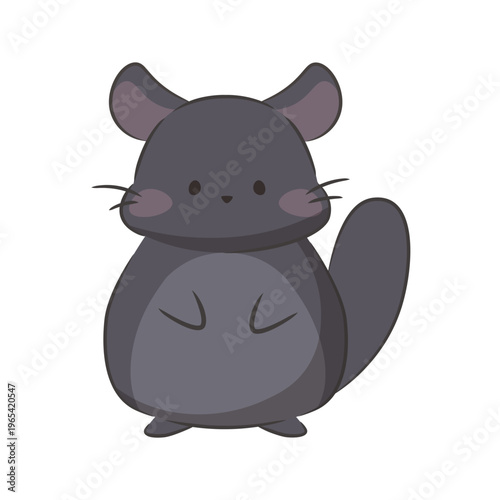 Cute black chinchilla isolated. Cartoon illustration of animals, pets. Hand-drawn animal