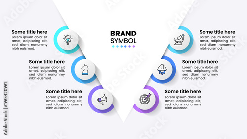 Infographic template. Funnel with circles and 6 steps