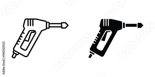 Two contrasting heat guns depicted in black and white line art style
