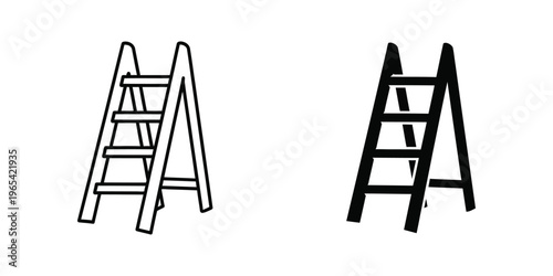 Comparison of a light and a heavy-duty foldable step ladder illustration