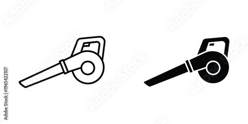 Two different types of leaf blowers illustrated in black and white line art