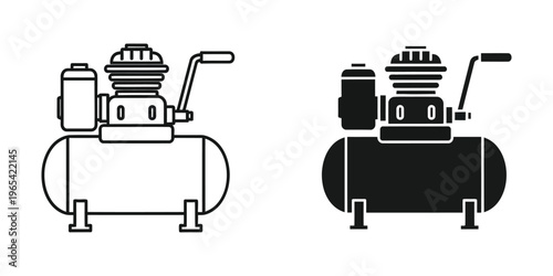 Comparison of an empty and filled air compressor tank with engine
