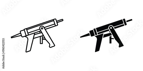 Comparison of two different types of submachine guns in silhouette form