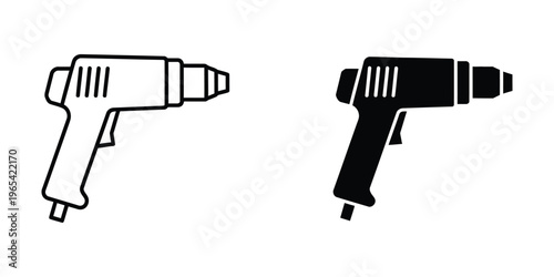 Comparison of a white and black cordless power drill illustration