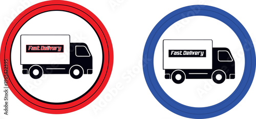 Fast delivery icon set. Free shipping, express delivery, 24 hours, fast van. Truck symbol on white background - stock vector.