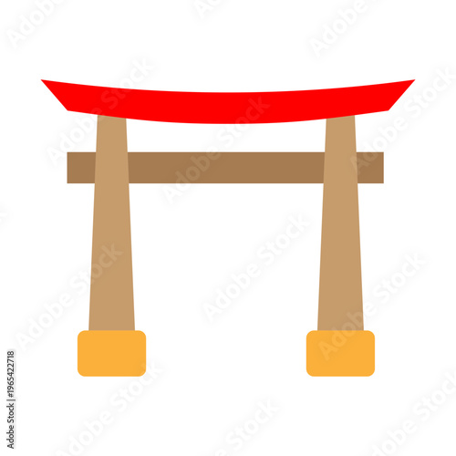 Torii Gate Vector Flat Icon Design
