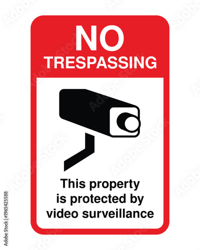 No Trespassing Sign Video Surveillance Security Camera Warning Property Protected