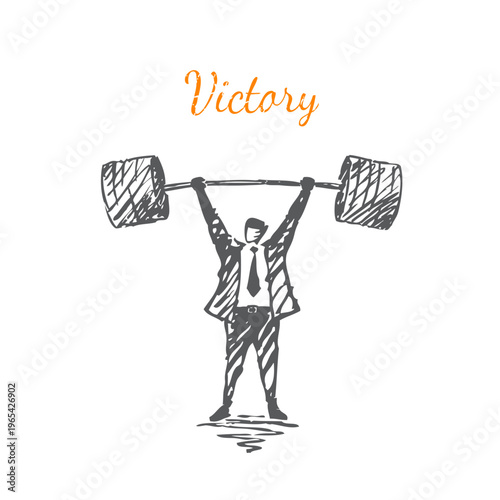 Victory Sketch - businVictory Sketch - businessman lifting barbell illustrationessman lifting barbell