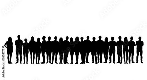 Silhouettes of a diverse group of people standing together