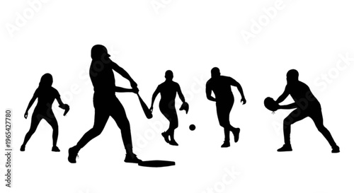 Silhouettes of people playing various sports