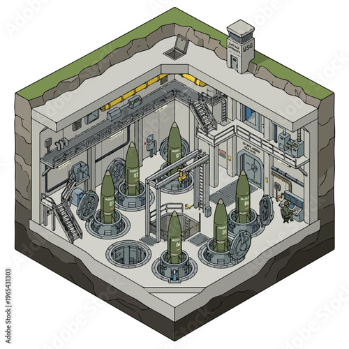 vector isometric of a missile storage room or warehouse 2