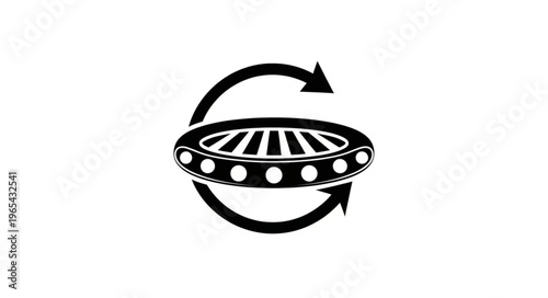 Rotating UFO Icon - Futuristic Technology and Circular Motion.