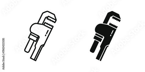 Two different types of pipe wrenches illustrated in black and white line art