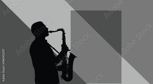 Saxophonist silhouette, jazz musician, music icon, black silhouette
