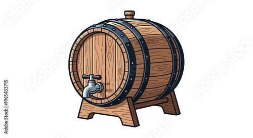 Wooden Barrel with Tap for Drinks, Wine, Beer, Whiskey Storage and Dispensing