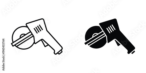 Illustration of an angle grinder in two different color variations