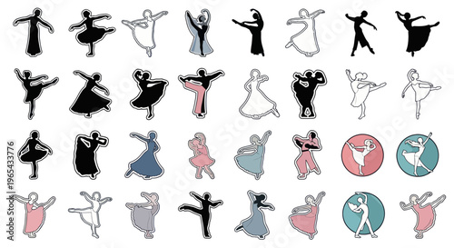 Ballet Dancer Poses Collection: Silhouettes and Outlines of Graceful Movement