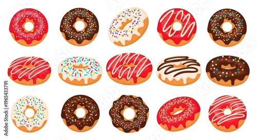 Assorted Frosted Donuts with Sprinkles - Sweet Bakery Treats Collection