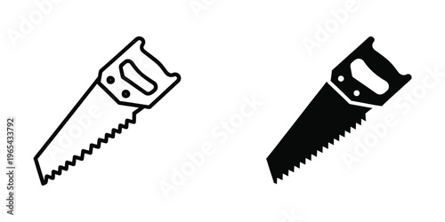 Comparison of two different types of hand saws in black and white illustration