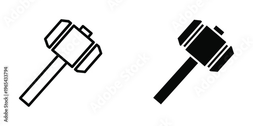 Black and white illustration of two different types of hammers
