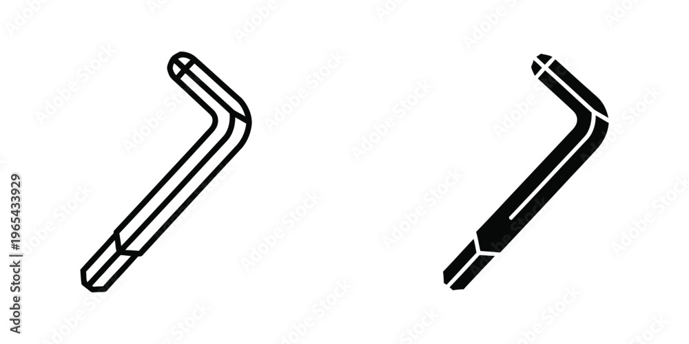Obraz premium Two views of a bent metal tool with angled and flat ends