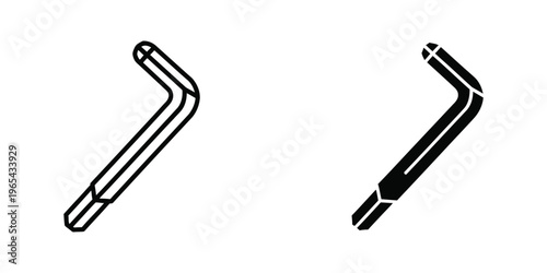 Two views of a bent metal tool with angled and flat ends