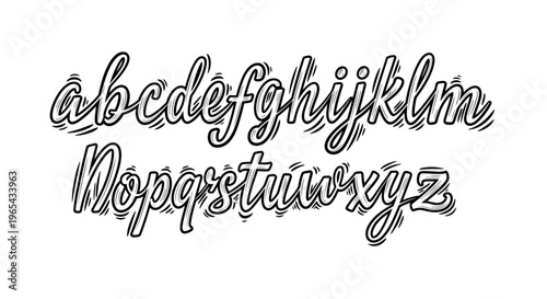 Handwritten Script Alphabet Font - Lowercase Letters A to Z