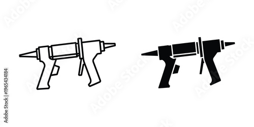 Comparison of a spray gun with and without filled material depiction