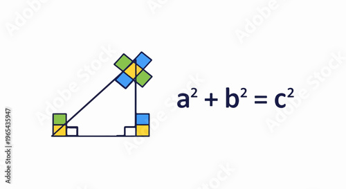 Abstract illustration of Pythagorean theorem with colorful blocks