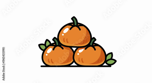 A simple, cartoon-style illustration of three bright orange pumpkins stacked