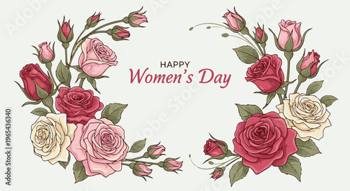 Feminine floral arrangement celebrating Women's Day with elegant roses