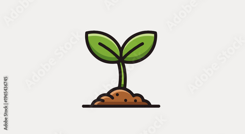 Cartoon illustration of a small plant sprout emerging from soil