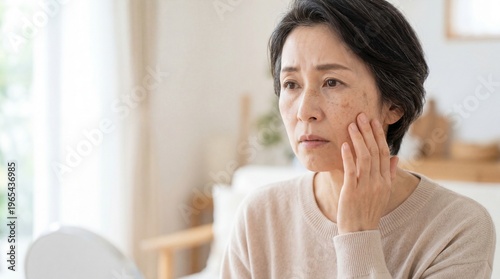 顔のシミやそばかすを気にする、50代日本人女性の肌の悩み