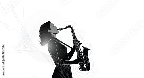 Saxophone player, jazz musician, music icon, black and white