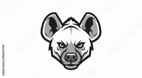 Fierce hyena head mascot illustration with sharp, angular features