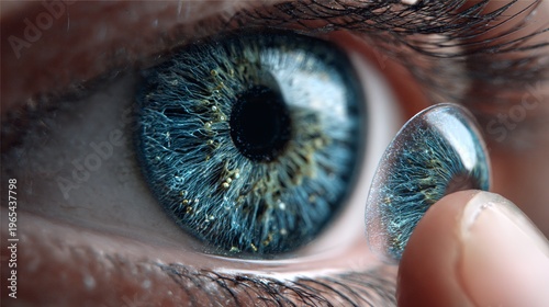 A close-up view of a contact lens on finger