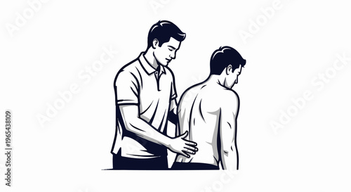 Physiotherapist examining a patient's back