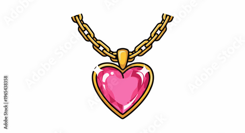 Detailed pink heart gemstone pendant on a gold chain