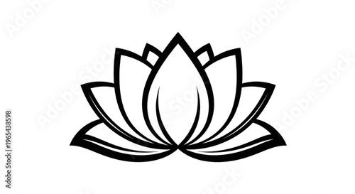 Zen Lotus Flower Silhouette - Minimalist Icon for Yoga, Spa, Wellness