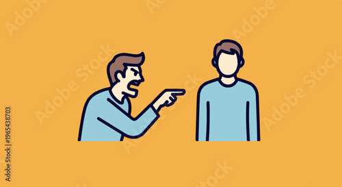 Angry person points finger accusingly at another person